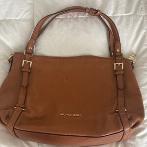 Michael Kors Leather Shoulder Bag with Gold Hardware